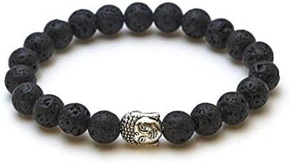 Braccialetto Buddha con perline di pietra naturale o pietra lavica di 8mm e una perlina fine buddismo – BERGERLIN Feel Goods