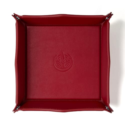 Jewelry Tray, PU Leather Catchall Valet Tray for Girl Key Wallet Coin Box Travel(Coral Red)