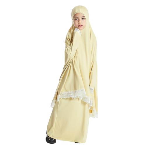 IBAKOM Muslim Dress for Girl Abaya Dubai Arabian Jilbab Skirt Long Sleeve Khimar Modest Islamic Eid Ramadan Prayer Clothes4