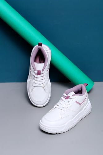 Image of ATHCO Womens Shine Women's Lace Up Sneakers Comfortable Shoes for Woman Walking & Casual Shoes Stylish Lightweight Design with Memory Foam Comfort