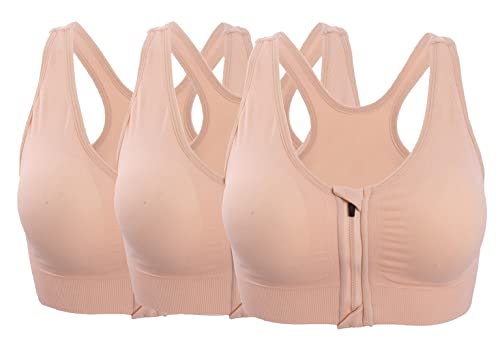 Image of Hiking Gril Women's Zip Front Sports Bra Wireless Post-Surgery Yoga Bras