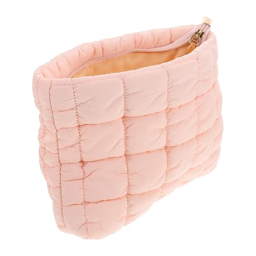 COMPUKAS Bolsa de Maquillaje Rosa Acolchada para Mujer, Portátil y Compacta, de Algodón, Adecuado para Viajes Casuales en Temporada de Invierno