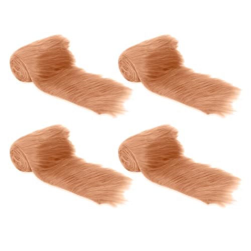 FabricLA Light Brown Shaggy Plush Faux Fur Strips-Craft Fur for Gnomes, Cosplay, and DIY Projects | 8" X 60" (Pack of 4)