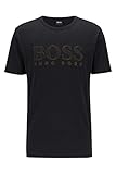shirt gold herren Standardlänge BOSS Herren Tee Gold 3 T-Shirt aus Baumwolle mit goldfarbenem Logo