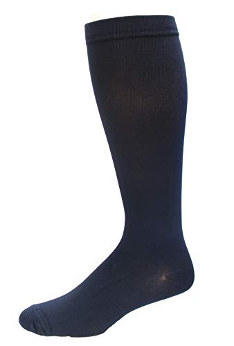 MediPeds Over the Calf (OTC) Mild Compression Socks, Large Ladies 10-13 / Mens 7-12, Navy, 2 Pair