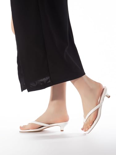 Image of Women's Flip-Flops Kitten Heels Thong Sandals For Women Square Toe Slip On Fashion Summer Dress Sandals