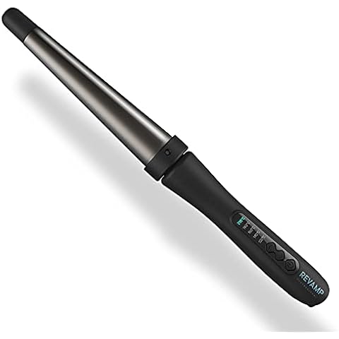 Revamp Progloss Big Hot Wand - Heated Ionic Ceramic Hair Wand for Loose Curls and Waves, Super Smooth Oil Infused Barrel, Variable Temperature, Built in Stand and Heat Resistant Glove Included Cover