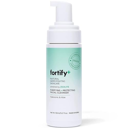 Fortify Hydrating Foaming Facial Cleanser with Hyaluronic Acid & Aloe - Purifying Face Wash - Vegan, Fragrance-Free, Alcohol-Free, Cruelty-Free for All Skin Types - Made in Korea - 150ML/5.07Fl.Oz.