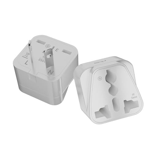 Image of India Plug to China Australia New Zealand Adapter Socket Power Converter & More Travel Essentials Universal International Travel Adapter Plug Perfect for Cell Phones, Laptop Camera Chargers (2 Pack)
