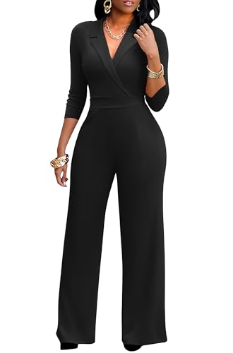 FANDEE Black Jumpsuit for Women, High Waist Wide...