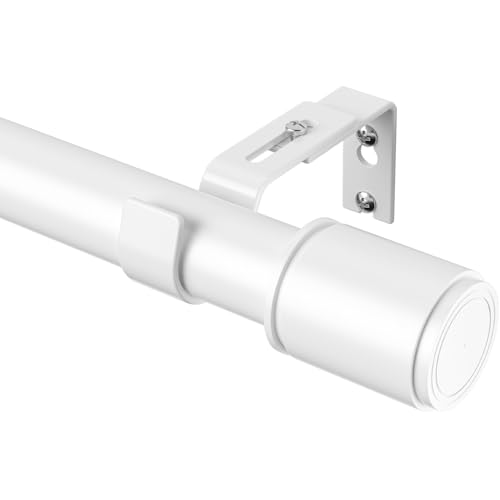 PeSenp Gardinenstange Weiß 76-325 cm 25 mm Durchmesser Vorhangstange Ausziehbar mit Halterung Extralange Gardinenstange für Schlafzimmer Wohnzimmer Robustes Matt Metall