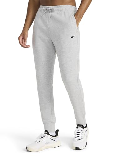 Reebok Mens Motion Core Fleece Motion Jogger Standard Fit 30 Inseam Midweight Cotton-Poly Fleece Blend Fabric Grey Heather Large