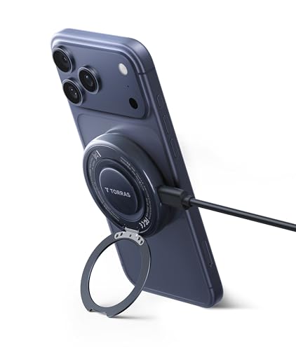 Image of TORRAS Qi2.2 25W Wireless Charger, Magnetic Charger for Phone 17 16 15 14 13, Samsung Galaxy S26 S25, Phone Wireless Charger, Phone Charger Stand with Cable, Black (Without Plug)
