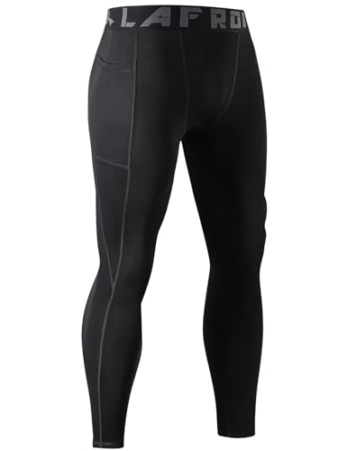 LAFROI Men's Thermal Fleece Winter Compression Tights Leggings Waistband with Pocket-MYSK013