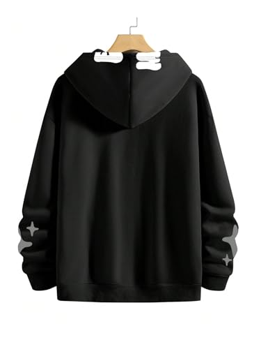 GORGLITTER Men's Oversized Letter Stars Graphic Hoodie Long Sleeve Y2k Pullover Sweatshirt with Pocket2