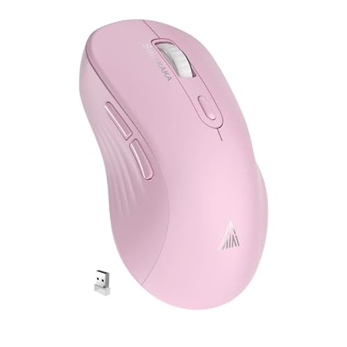 SOLAKAKA SM66 Pink Silent Dual Mode 2.4GHz Wireless Mouse, Adjustable 4200 DPI,Rechargeable Wireless Computer Mouse for PC Mac Laptop, Desktop