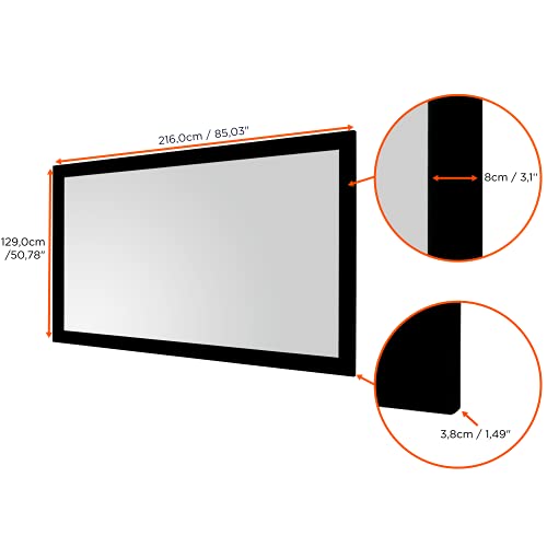 celexon Basic Rahmen-Leinwand 90 | 200x113 cm 16:9 | 4K Full HD 3D | Beamerleinwand mit Stecksystem f&uuml;r Heimkino | stramm gespanntes Tuch f&uuml;r sehr Gute Planlage | Projektionsleinwand zur Wandmontage