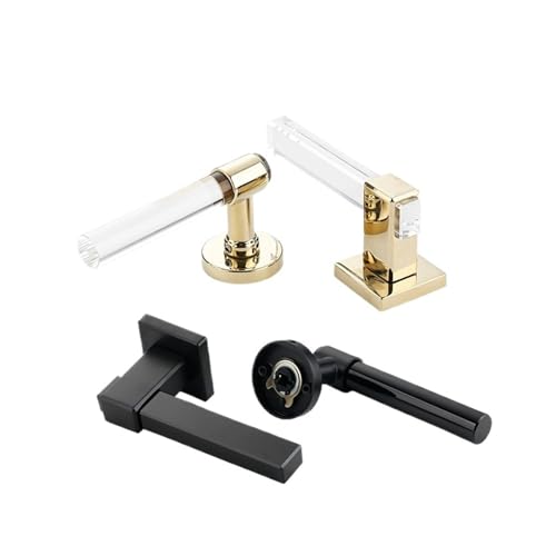 Serrure à poignée silencieuse 72mm dorée pour porte de chambre à clé - 7
