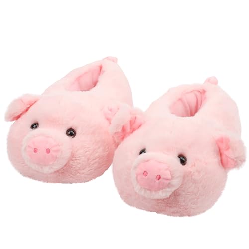 Aopuro Cute Pig Women Animal Slippers Novelty Soft Plush House Shoes Fluffy Warm Slippers Cartoon Gifts for Birthday Christmas