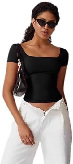 materasu Women Ribbed Tank Tops Knit Square Neck Sleeveless Shirts Summer Casual Basic Tanks - Image 4