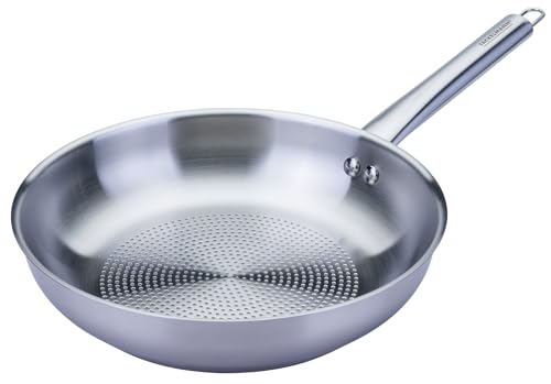 FACKELMANN Bratpfanne Ovalgriff Ø 24 cm aus hochwertigem Edelstahl – Perfekt für scharfes Anbraten auf allen Herdarten auch Induktion, hitzebeständig bis +230 °C, spülmaschinengeeignet