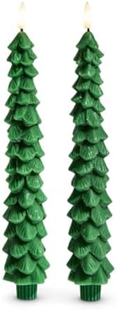 RAZ Imports Green Tree Taper Candle, Set of 2, 10.5-inch Height, Christmas Decor image 2