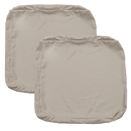 FLYMEI Patio Cushion Covers 19x19x3 Waterproof Outdoor Cushion Cover Replacement 2Packs Outdoor Seat Cushion Slipcover for Rattan Chair Sofa, Beige