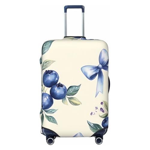 Blueberries And Bows Elastic Travel Luggage Cover, Washable Spandex Suitcase Protector, Anti-Scratch Fits 18-32 Inch