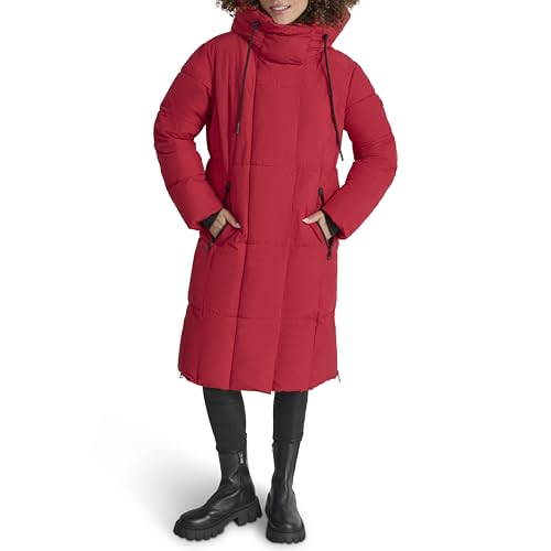 Image of DKNY Women's Hooded Long Down Alternative Puffer Jacket, Black, Large