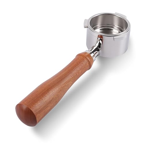 51mm ボトムレス ポルタフィルター 3 イヤー、デロンギ デディカ EC680/EC685/EC785/EC820/EC850/EC860/EC885 用、ダブルショット容量カップ シーブ フィルター バスケット付き (ローズウッド)