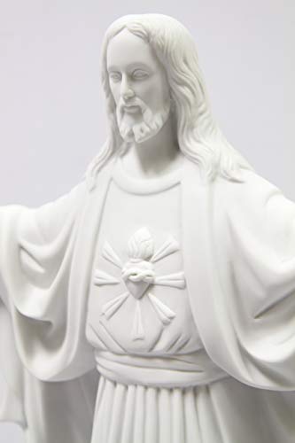 Estatua Blanca de Corazón Sagrado de Jesús de 24 pulgadas miniatura 5