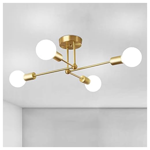 CIBITA Lamparas de Techo Dorada, Ø72CM Plafon Sputnik de 4 Luces, Lámpara Techo Vintage para Dormitorio, Sala de Estar, Cocina, Forma DIY, Base E27 (Sin Bombilla)
