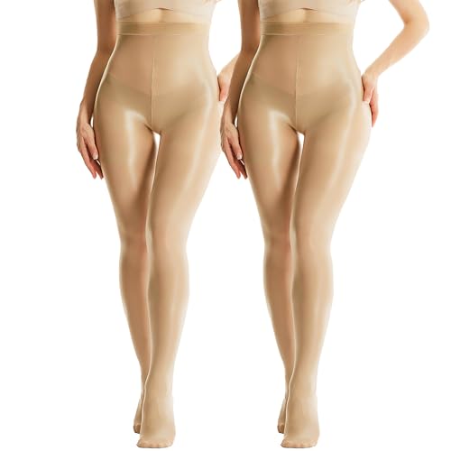 Image of Buauty Shimmer Tights for Women, Shiny Oil Pantyhose Stockings, Oil Bright Shaping Tight Ultra Shiny Sheer Tights High Waist