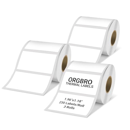ORGBRO Etiquetas Térmicas Multiusos para Impresora Térmica Z3, Label Autoadhesivas Rectangulares para Supermercado, Pequeño Negocio, 50 x 30 mm, 230 Etiquetas/Rollo, 3 Rollos