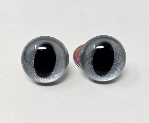Pair of Zim's 16mm Gold Dust Cat Eyes Plastic Kitty Safety Eyes for Craft Amigurumi Dolls or Puppets (Pack of 6) (Silver/Blue)