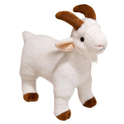 KUKUShining Peluche De Cabra, Muñeco De Oveja De Peluche Suave Tierno Juguete De Cabra Realista Regalo para Juegos Imaginativos(White)