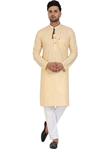 SKAVIJ Men's Cotton Kurta Pajama Indian Casual Festive Season Dress Suit