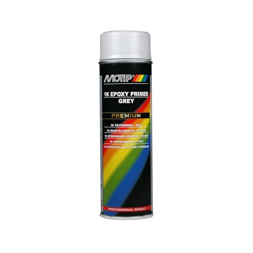 Motip Imprimación epoxi 1K, imprimación, color gris y gris, pintura en spray 004120, 500 ml