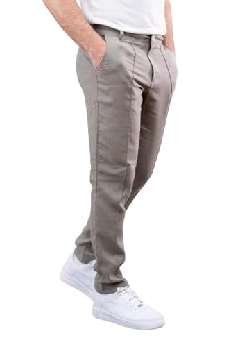 Calça Masculina De Alfaiataria Em Linho Sport Fino (BR, Numérico, 46, Regular, Regular, Cinza)