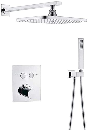 Mitigeur thermostatique douche en laiton avec ciel de pluie rectangulaire et douchette
