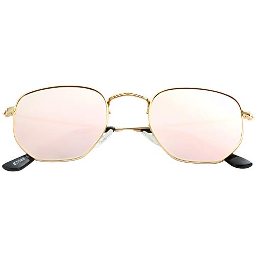 Image of Kursan Small Round Metal Polarized Sunglasses for Men Women Mirrored Lens Classic Circle Sun Glasses