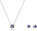 Rhodium Plated Sterling Silver African Amethyst and Created White Sapphire Round Halo Earrings and Pendant Necklace Jewelry Set