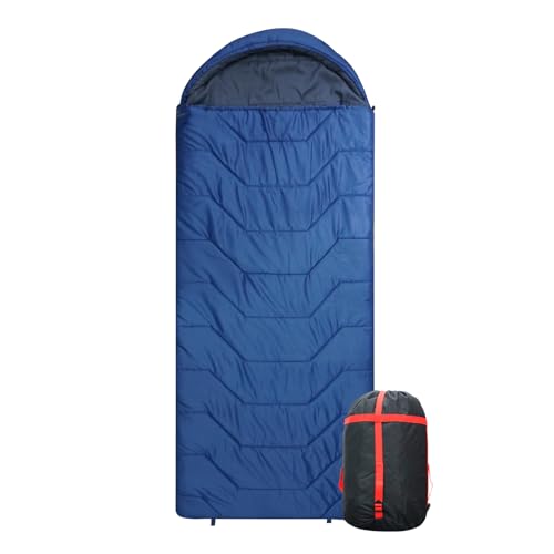 VESPERBUDDY Jumbo Sleeping Bag for Adult&Kids,Cold&Warm Weather with Compression Sack and Water Resistant for Family Camping,Travel and Car Camping (Dark Blue with Right Hand)