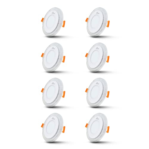 Image of Murphy 6 Watt (3+3W) Round Double Colour Led Conceal Panel Light, Ceiling Light with 2 Year Warranty(Multi Color+CW,Pack of 8)