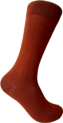 Triple M Plus Solid Burnt orange Mens Mid-Calf dress socks