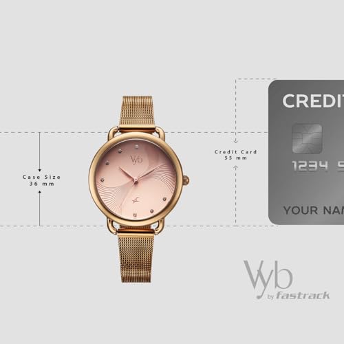 Image of Fastrack Vyb 6.0 Classique Quartz Rose Gold Round Dial Women's Watch | Stainless Steel Mesh Strap Material | Watches for Women Analog | Girl's Analog Watches - FV60091WM01