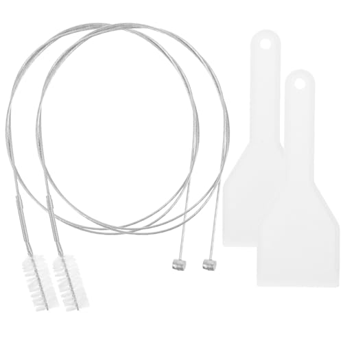 FOMIYES Juego de Draga para Frigorífico 2 Raspadores de Hielo y 2 Tubos Flexibles de Acero Inoxidable de 1,5 M, Herramienta de Limpieza para Desagüe de Refrigeradores, Accesorio Práctico