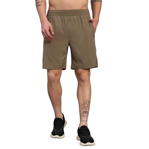 Image of ATICX Polyester Shorts for Men - Quick Dry Lightweight with Zipper Pockets - Gym, Running, Jogging, Training Half Pants for Basketball, Swimming, Badminton, Cycling, Football, Outdoor & Home Wear