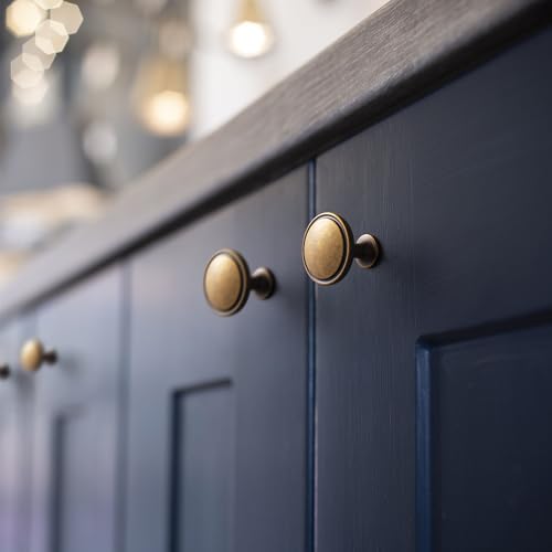 Yanxia Set of 12 Antique Brass Minimalist Cabinet Knobs with Subtle Concave Rim Detailing Vintage Hardware for Kitchen Drawer by Yanxia - Used condition - Image 5