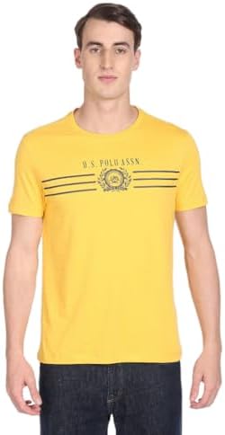 U.S. Polo ASSN. Men's Cotton Regular Fit Crew Neck Brand Print T-Shirt